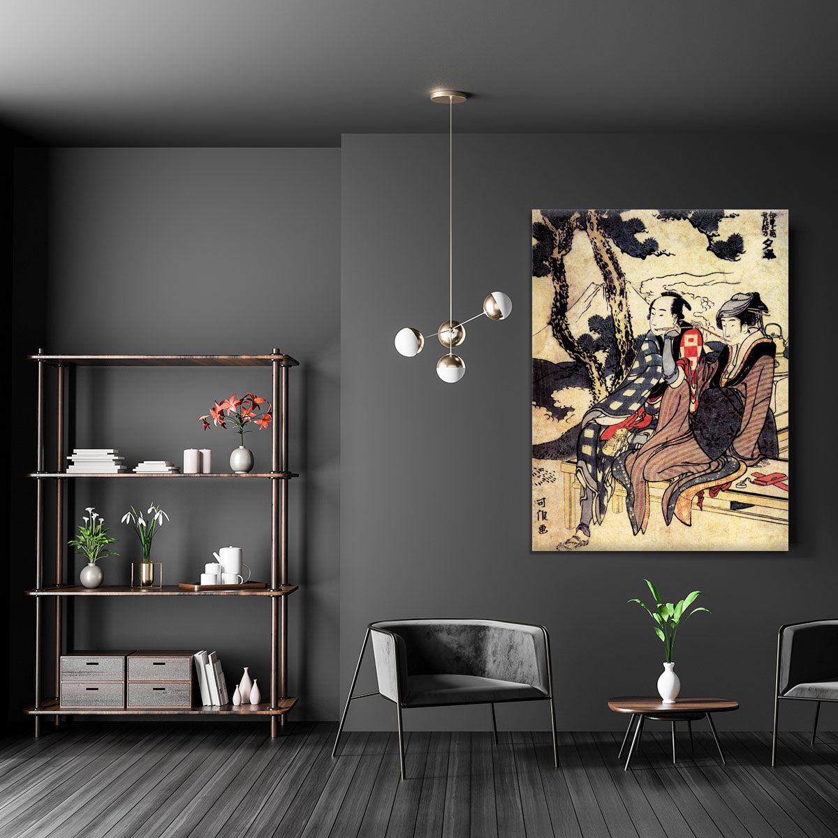 Traveling couple by Hokusai Canvas Print or Poster - Canvas Art Rocks - 5