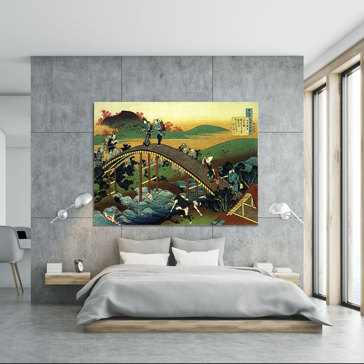Travellers on the bridge near the waterfall of Ono by Hokusai Canvas Print or Poster - Canvas Art Rocks - 5