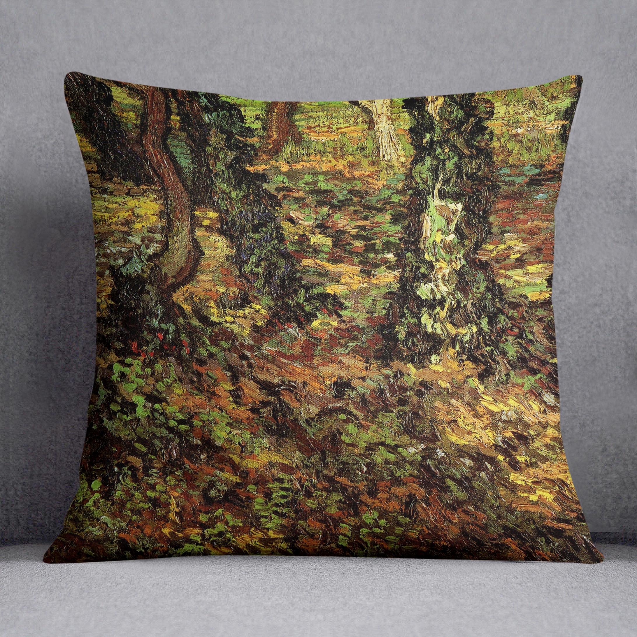 Tree Trunks with Ivy by Van Gogh Cushion
