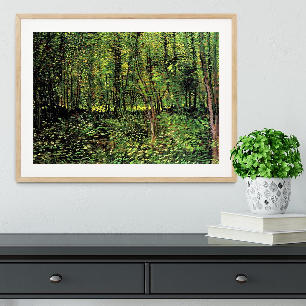 Trees and Undergrowth 2 by Van Gogh Framed Print - Canvas Art Rocks - 3
