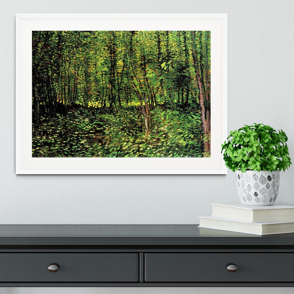 Trees and Undergrowth 2 by Van Gogh Framed Print - Canvas Art Rocks - 5