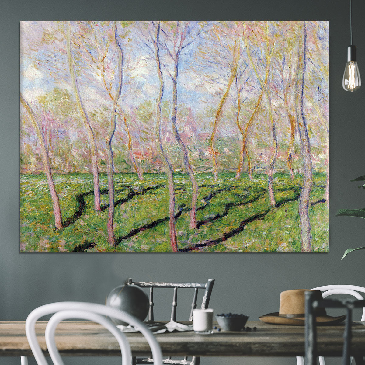 Trees in winter look at Bennecourt by Monet Canvas Print or Poster - Canvas Art Rocks - 3