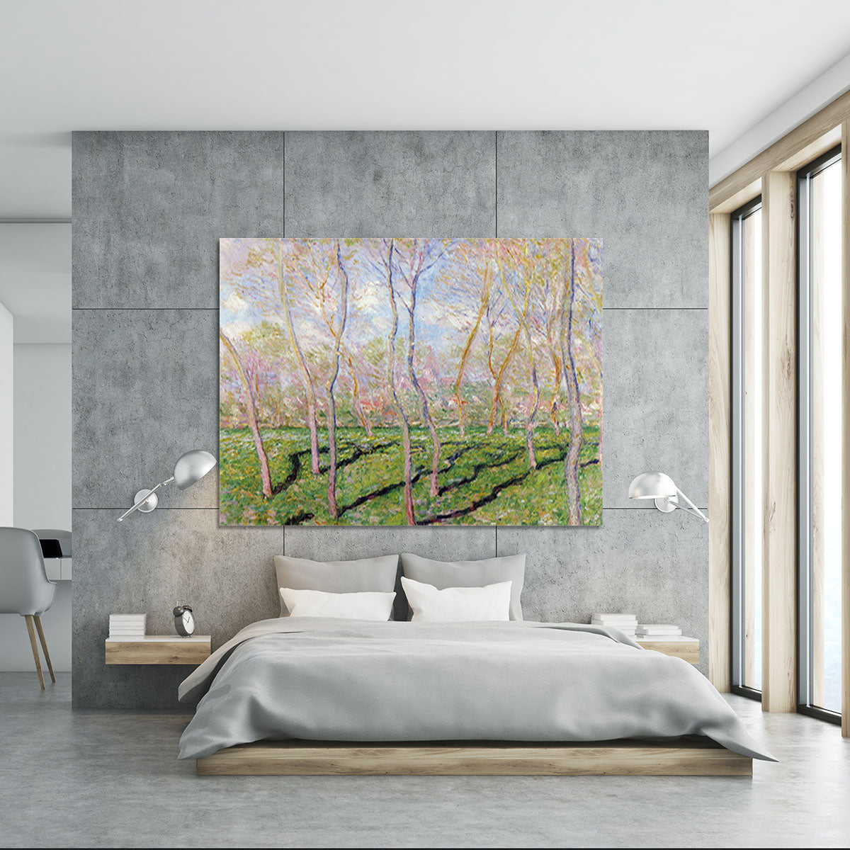 Trees in winter look at Bennecourt by Monet Canvas Print or Poster - Canvas Art Rocks - 5