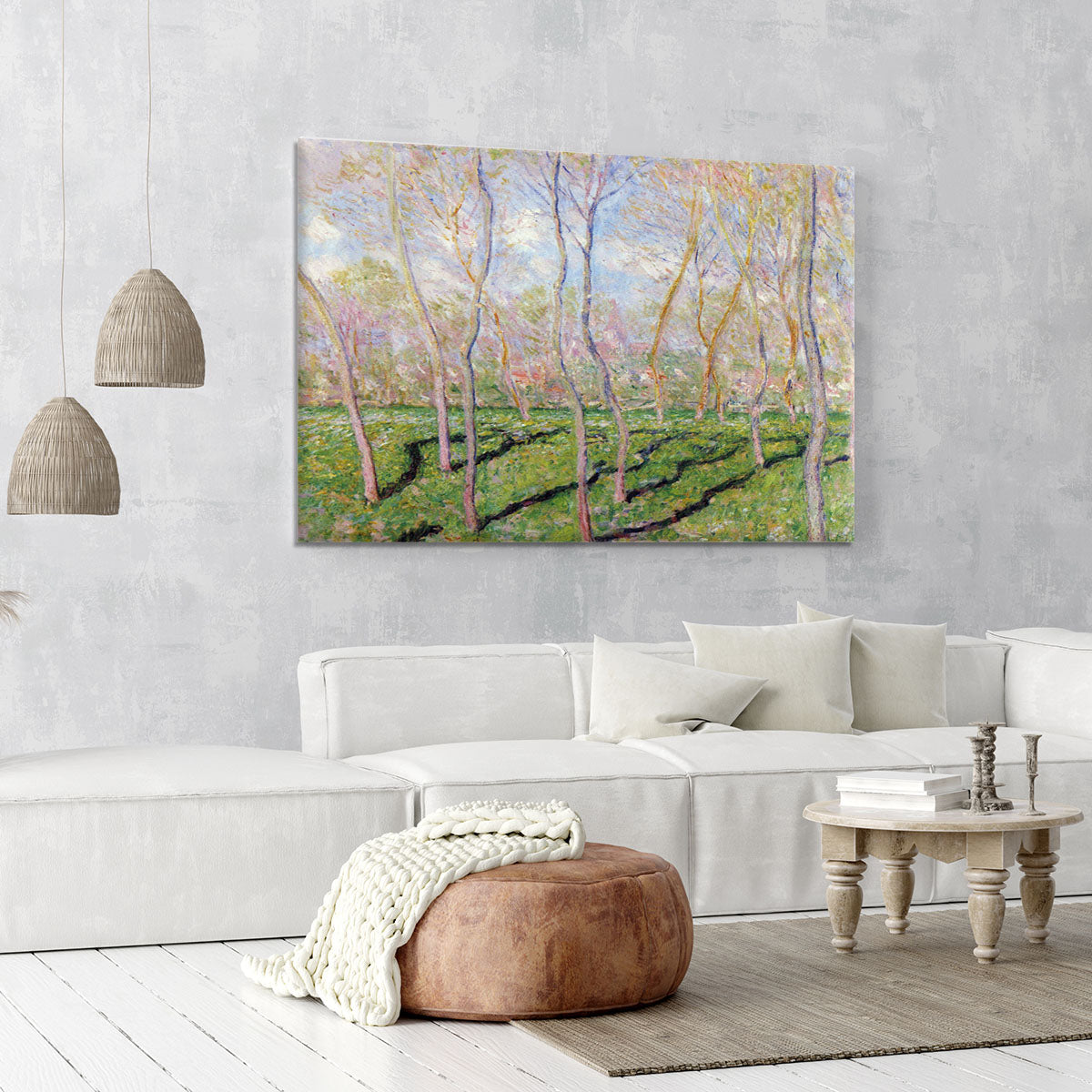 Trees in winter look at Bennecourt by Monet Canvas Print or Poster - Canvas Art Rocks - 6