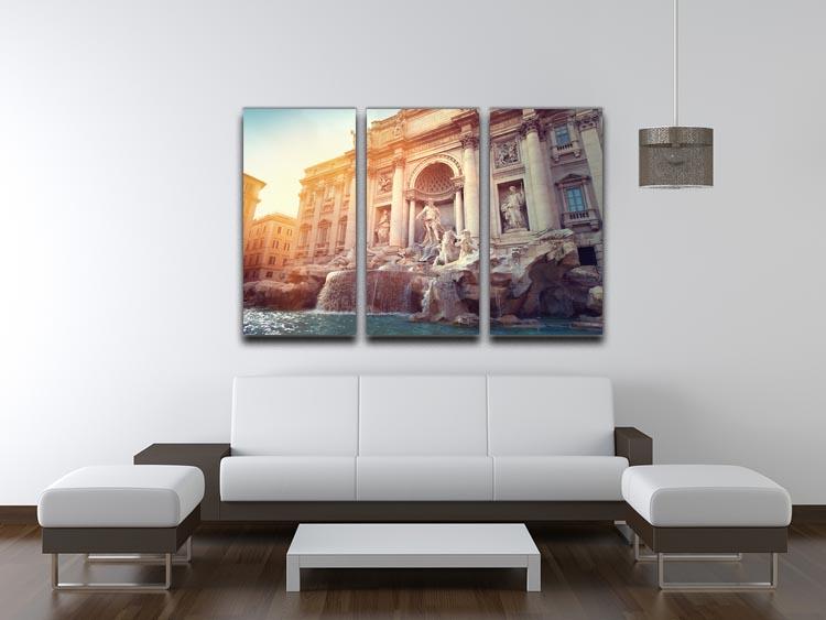 Trevi Fountain in Rome Italy 3 Split Panel Canvas Print - Canvas Art Rocks - 3