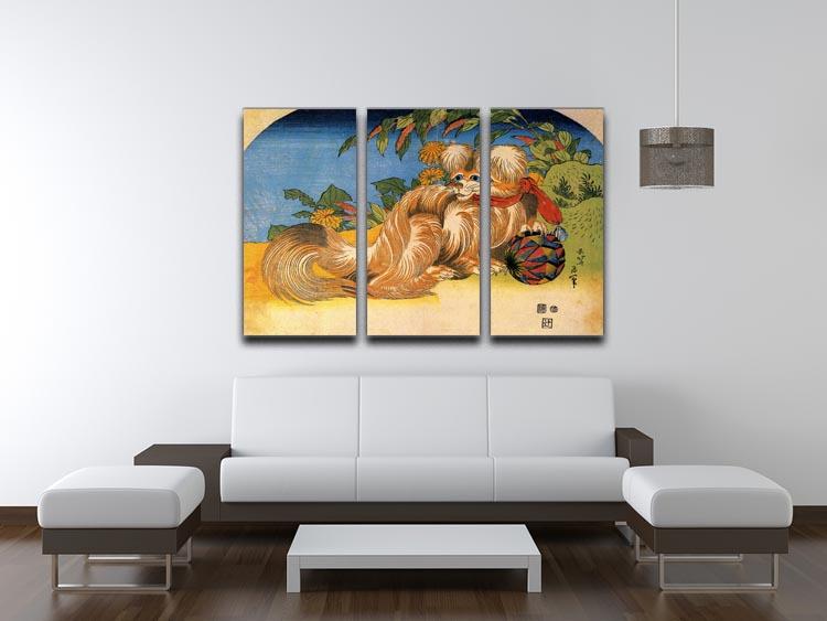 Tschin - the pet dog by Hokusai 3 Split Panel Canvas Print - Canvas Art Rocks - 3