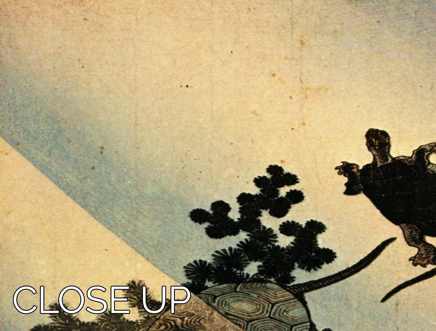 Turtles by Hokusai 3 Split Panel Canvas Print - Canvas Art Rocks - 3