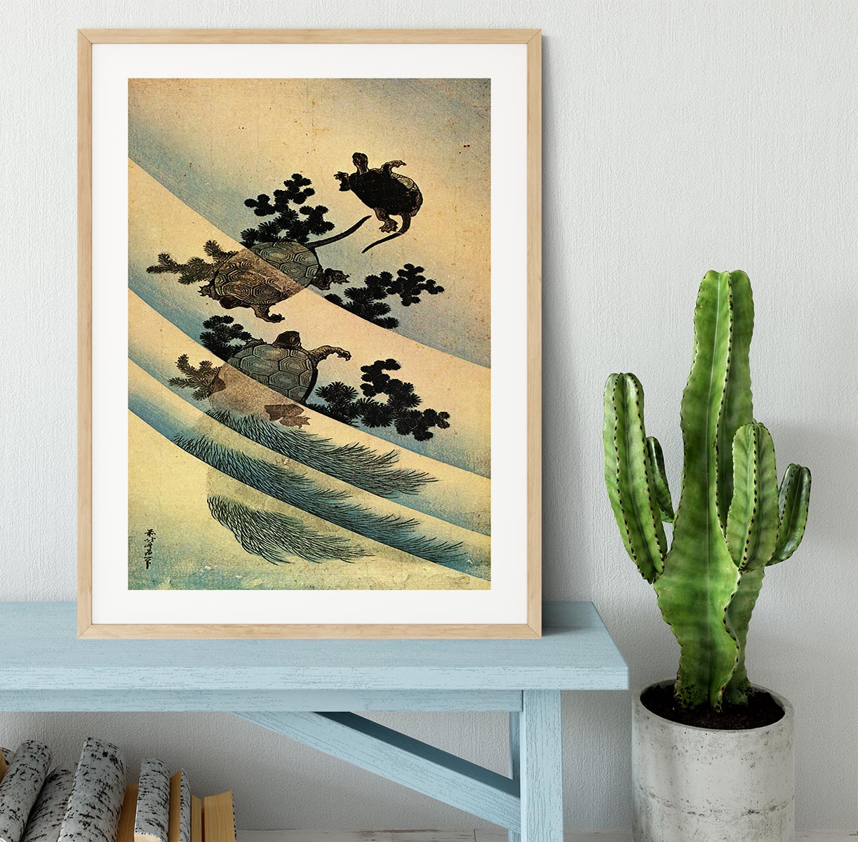 Turtles by Hokusai Framed Print - Canvas Art Rocks - 3