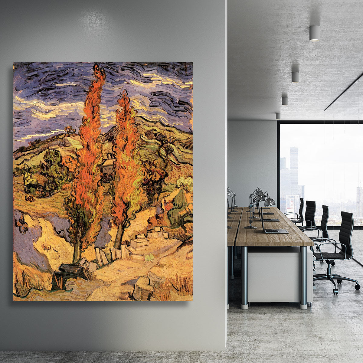 Two Poplars on a Road Through the Hills by Van Gogh Canvas Print or Poster - Canvas Art Rocks - 3