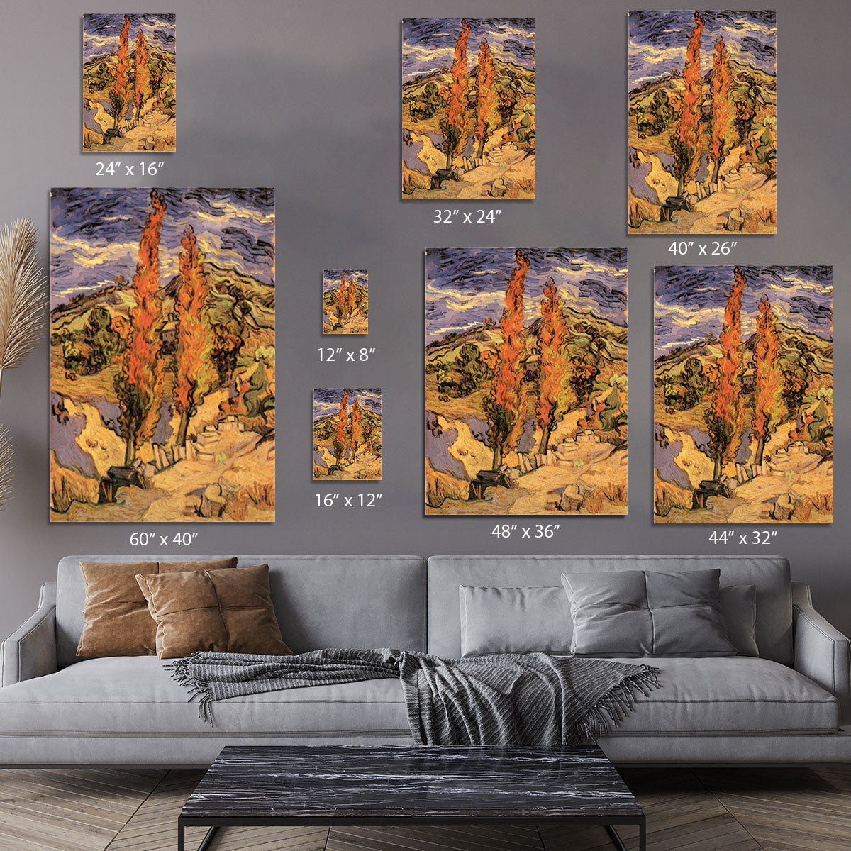 Two Poplars on a Road Through the Hills by Van Gogh Canvas Print or Poster - Canvas Art Rocks - 7