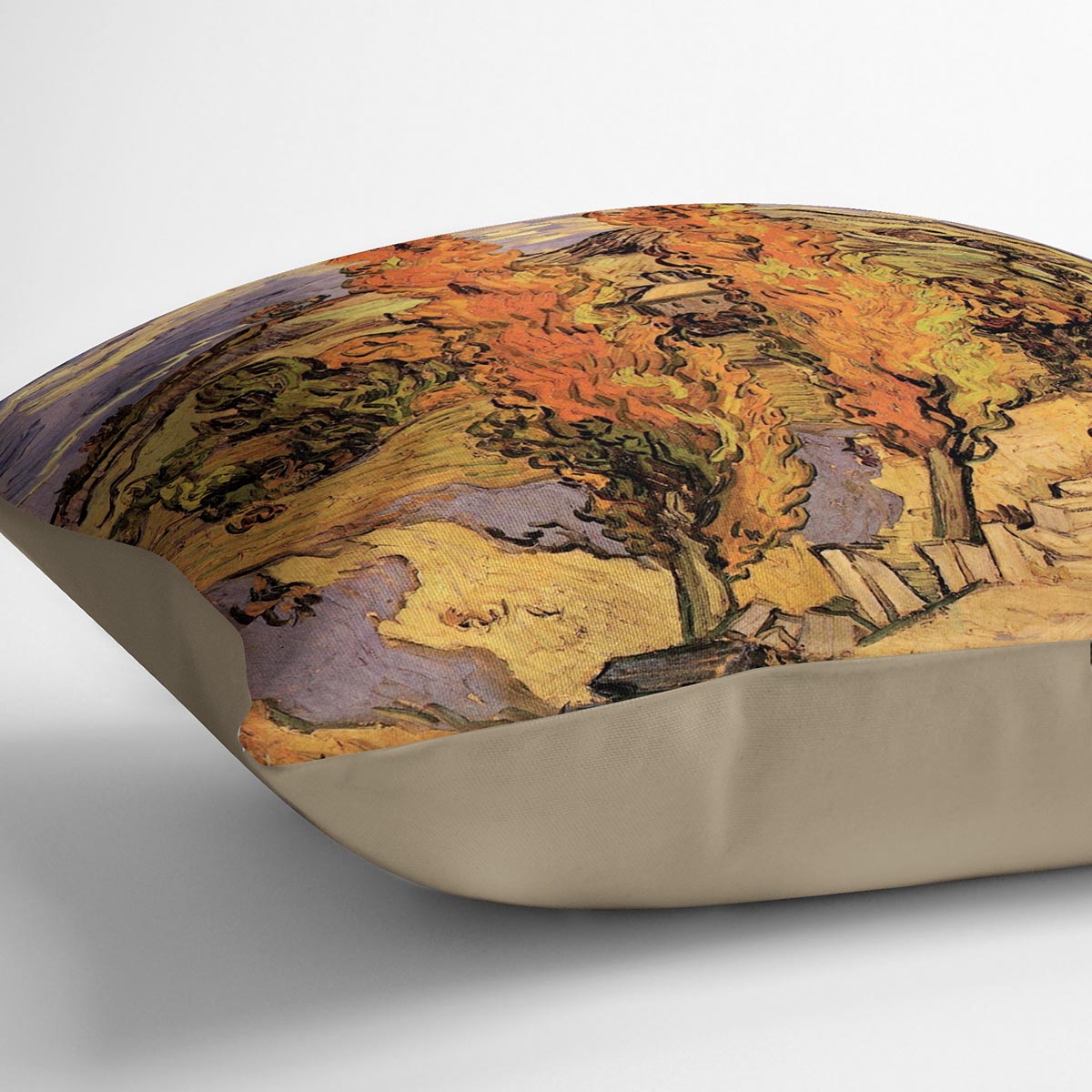 Two Poplars on a Road Through the Hills by Van Gogh Cushion