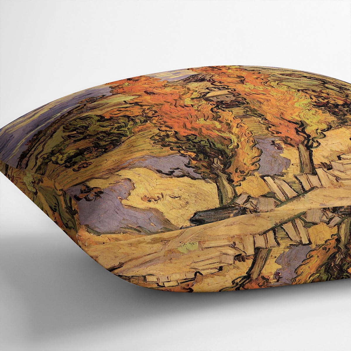 Two Poplars on a Road Through the Hills by Van Gogh Cushion