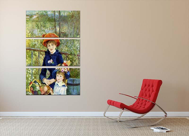 Two Sisters On The Terrace by Renoir 3 Split Panel Canvas Print - Canvas Art Rocks - 2