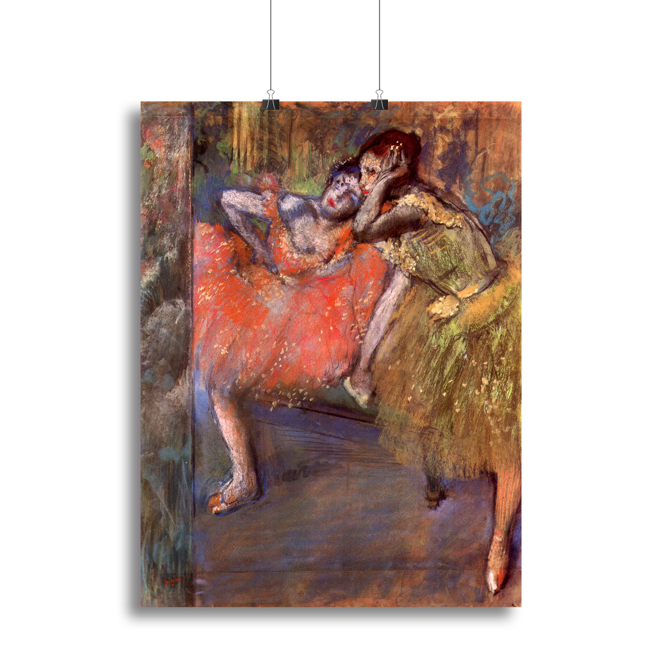 Two dancers behind the scenes by Degas Canvas Print or Poster - Canvas Art Rocks - 2