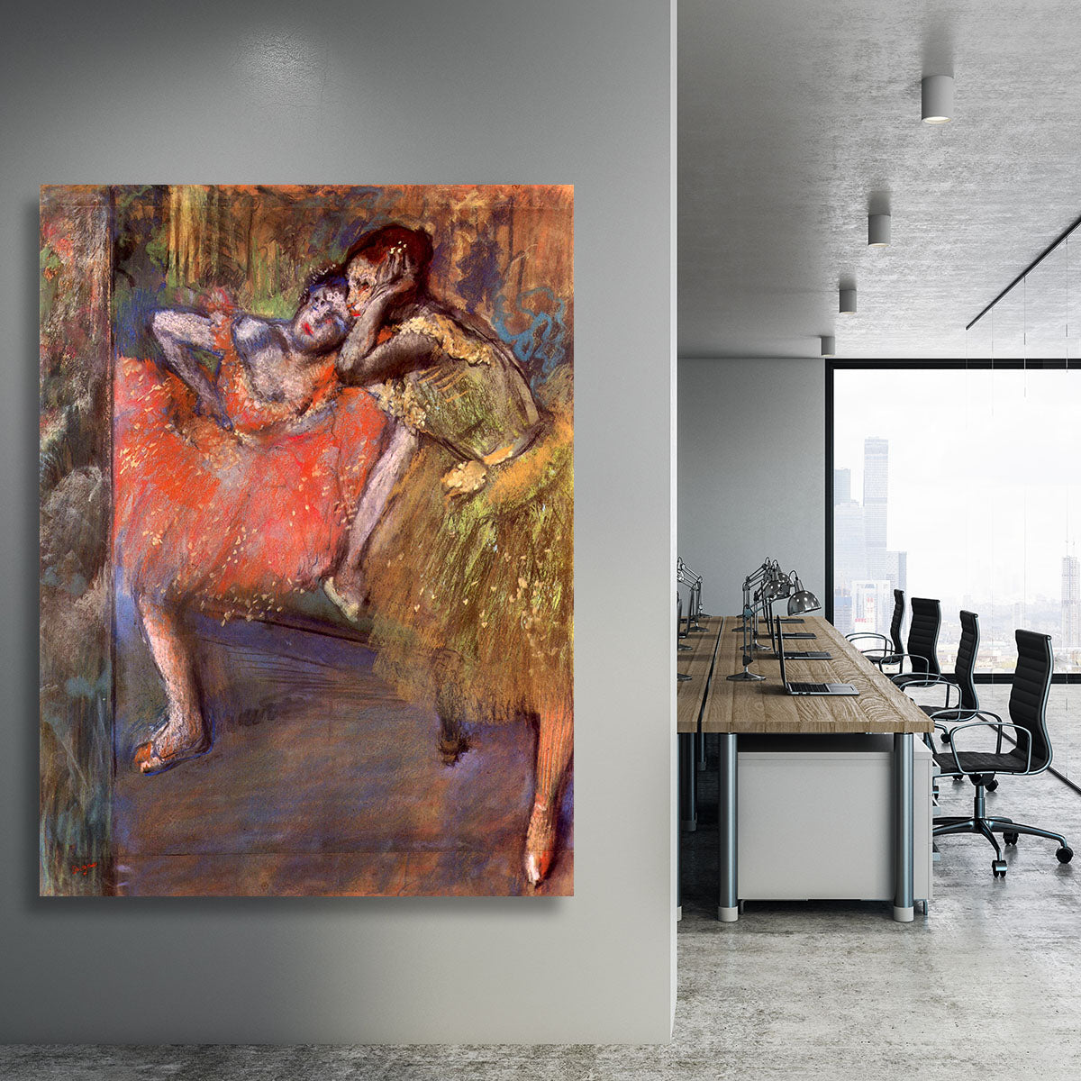 Two dancers behind the scenes by Degas Canvas Print or Poster - Canvas Art Rocks - 3
