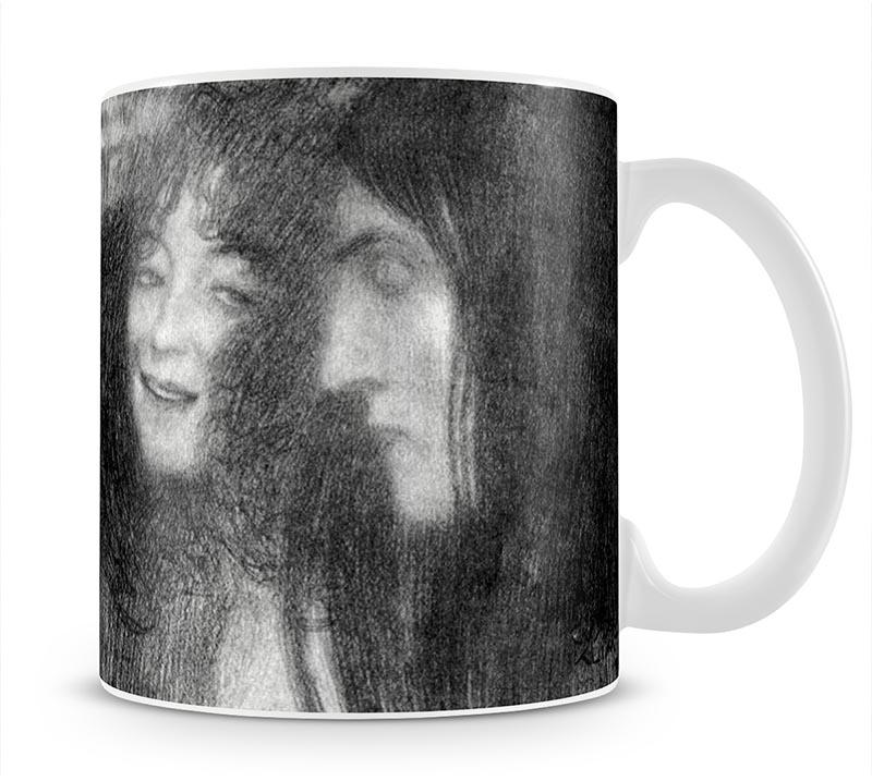 Two girls heads in profile and masks Thalia and Melpomene by Klimt Mug - Canvas Art Rocks - 1