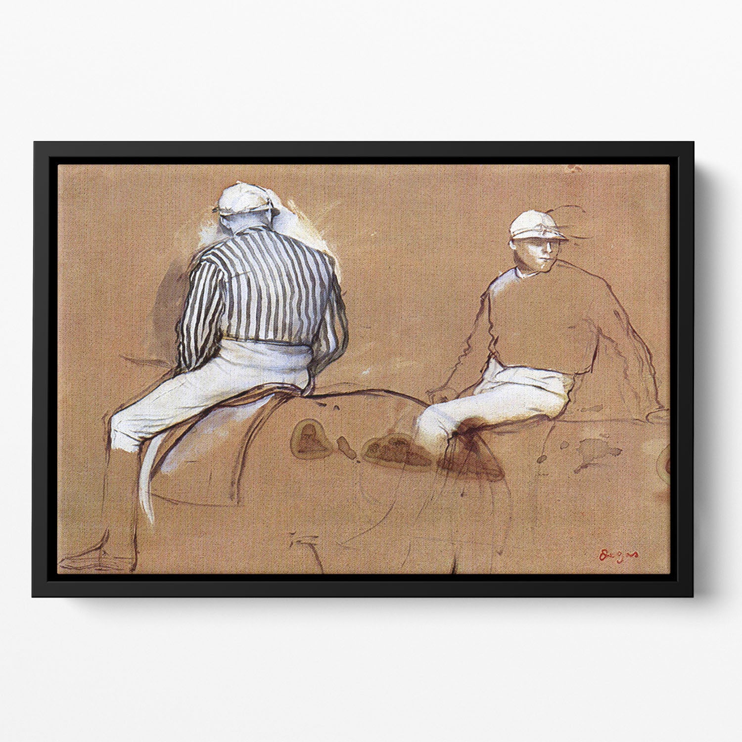 Two jockeys by Degas Floating Framed Canvas