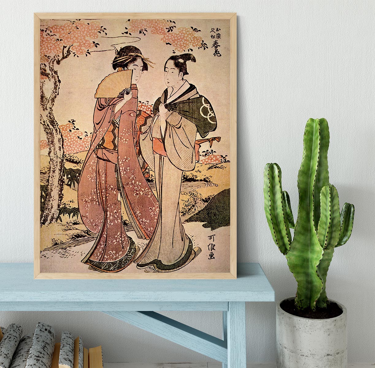 Two women by Hokusai Framed Print - Canvas Art Rocks - 4