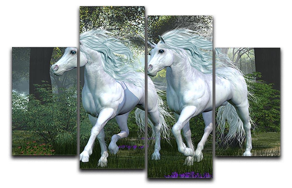 Unicorn Elm Forest 4 Split Panel Canvas - Canvas Art Rocks - 1