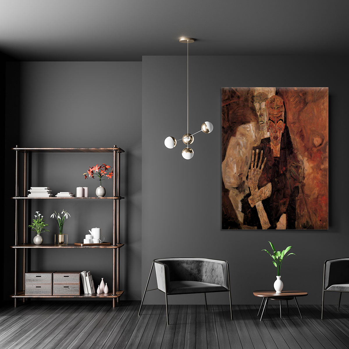 Unlicensed or even death and man by Egon Schiele Canvas Print or Poster - Canvas Art Rocks - 5