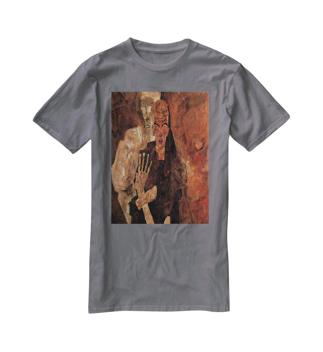 Unlicensed or even death and man by Egon Schiele T-Shirt - Canvas Art Rocks - 3