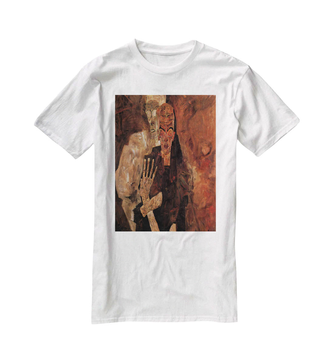 Unlicensed or even death and man by Egon Schiele T-Shirt - Canvas Art Rocks - 5