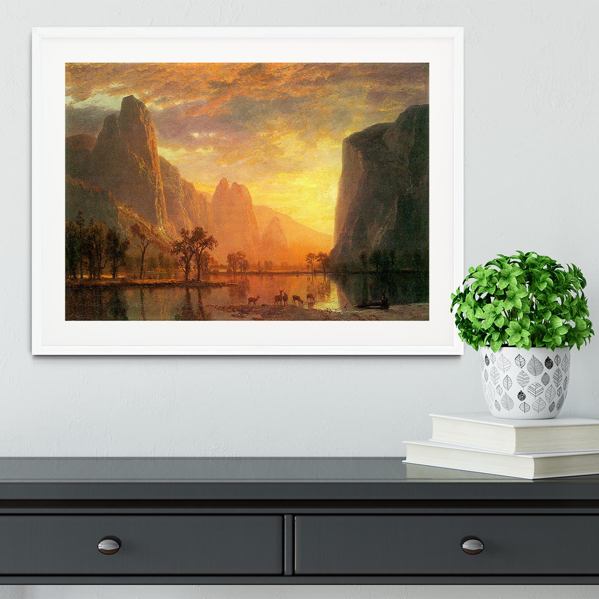 Valley in Yosemite by Bierstadt Framed Print - Canvas Art Rocks - 5
