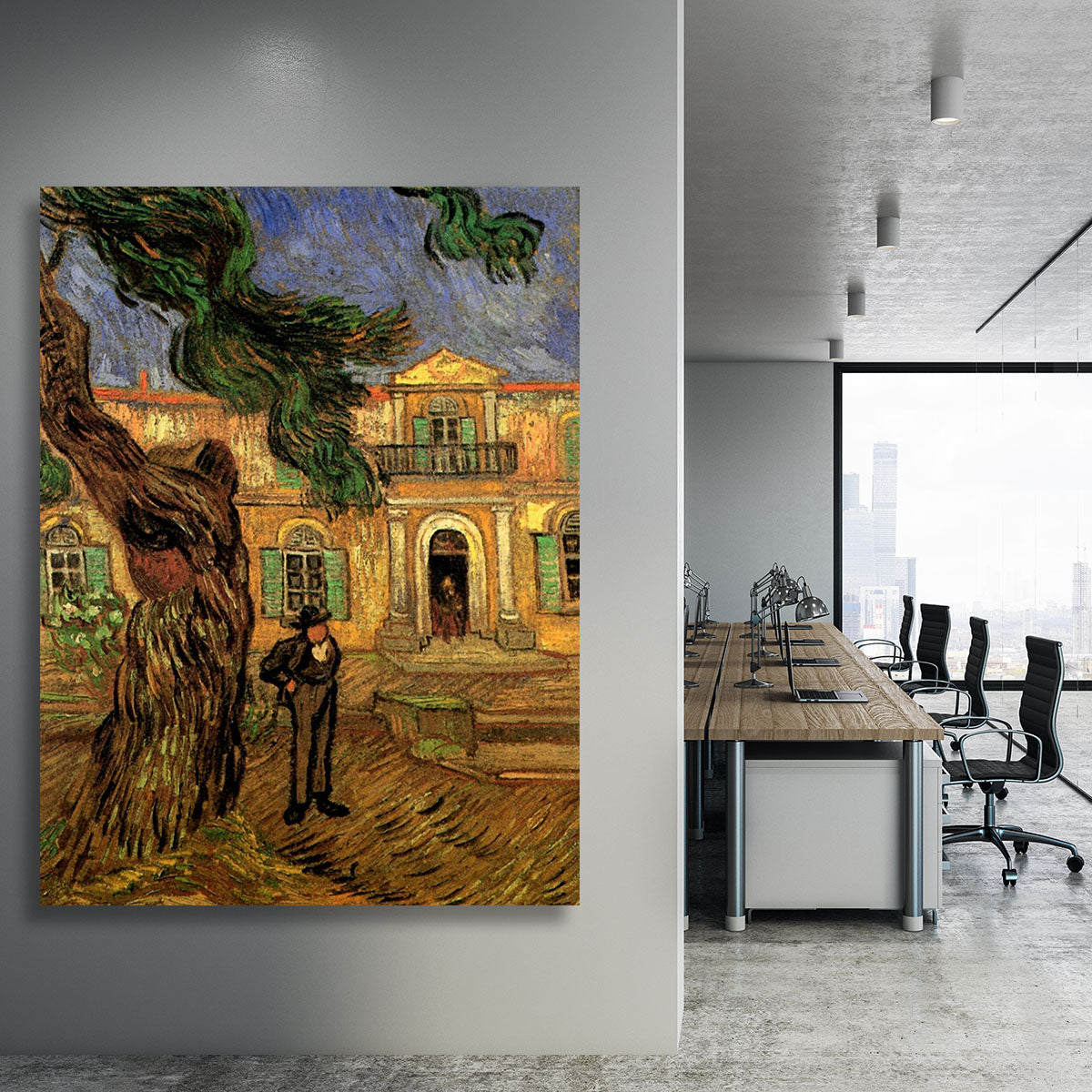 Van Gogh Pine Trees with Figure in the Garden of Saint-Paul Hospital Canvas Print or Poster - Canvas Art Rocks - 3