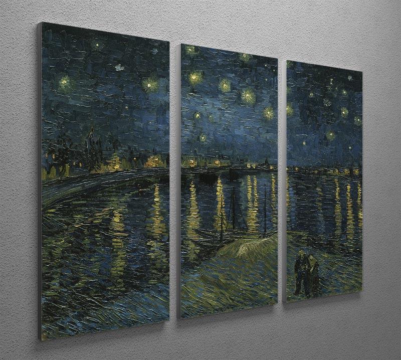 Van Gogh Starry Night over the Rhone 3 Split Panel Canvas Print - Canvas Art Rocks - 4