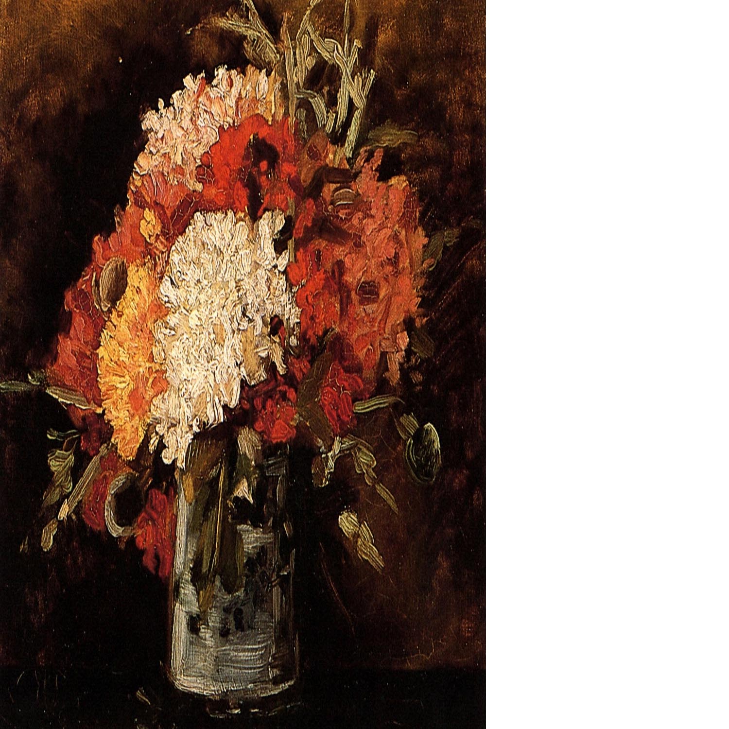 Vase with Carnations by Van Gogh Floating Framed Canvas