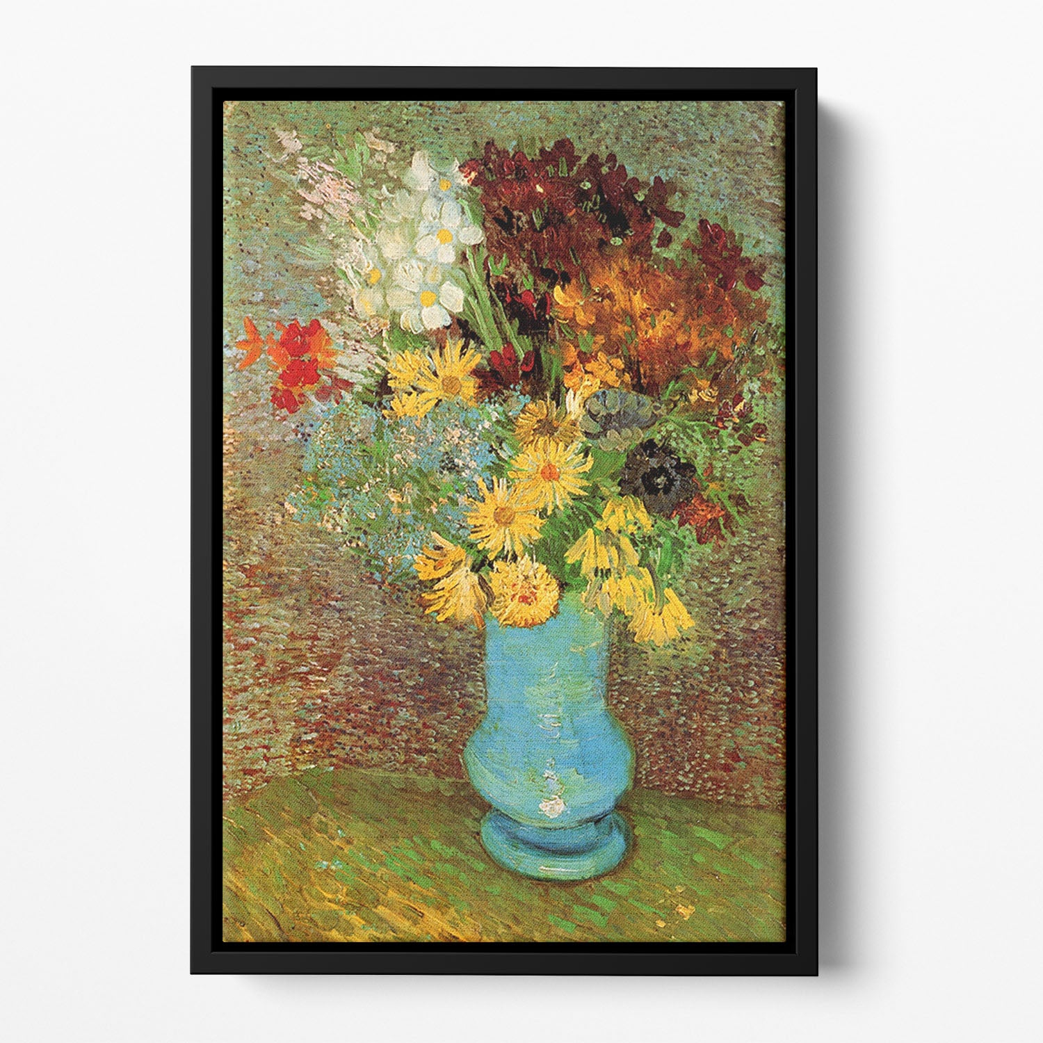 Vase with Daisies and Anemones by Van Gogh Floating Framed Canvas