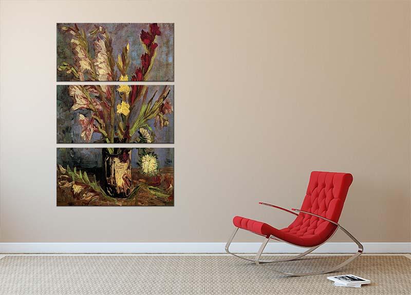 Vase with Gladioli 4 by Van Gogh 3 Split Panel Canvas Print - Canvas Art Rocks - 2