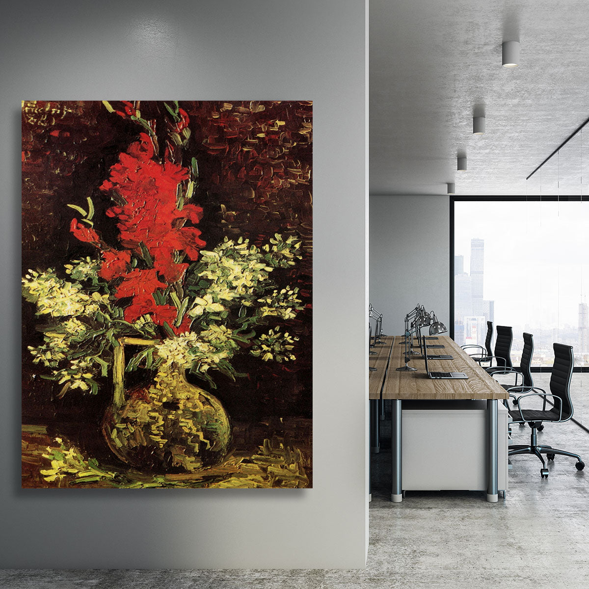 Vase with Gladioli and Carnations by Van Gogh Canvas Print or Poster - Canvas Art Rocks - 3