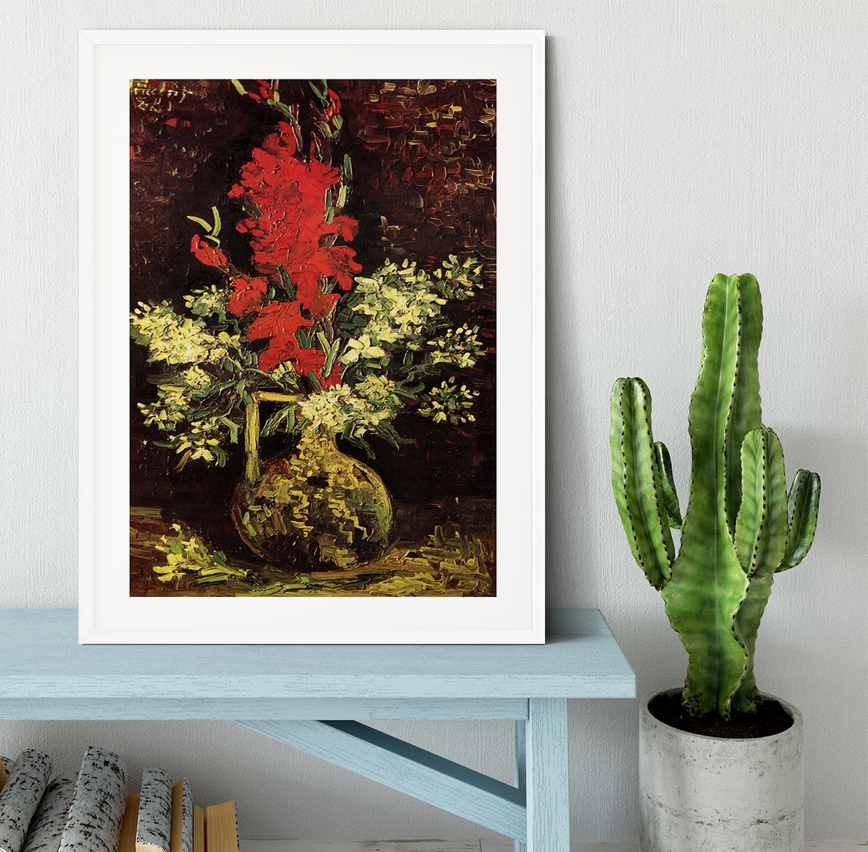 Vase with Gladioli and Carnations by Van Gogh Framed Print - Canvas Art Rocks - 5