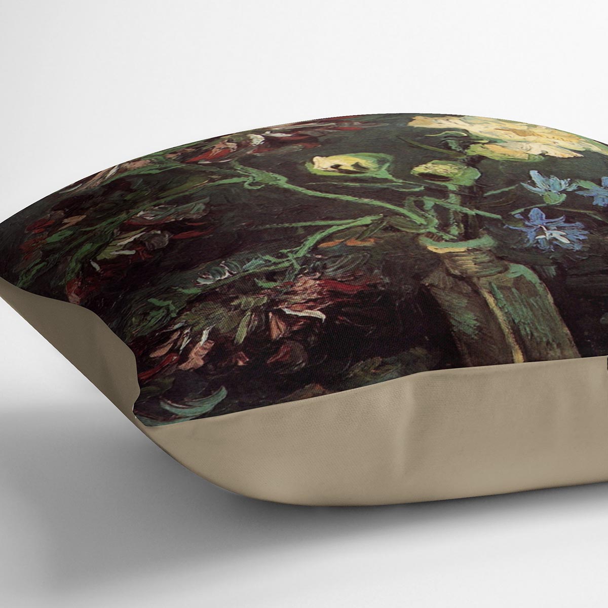 Vase with Myosotis and Peonies by Van Gogh Cushion