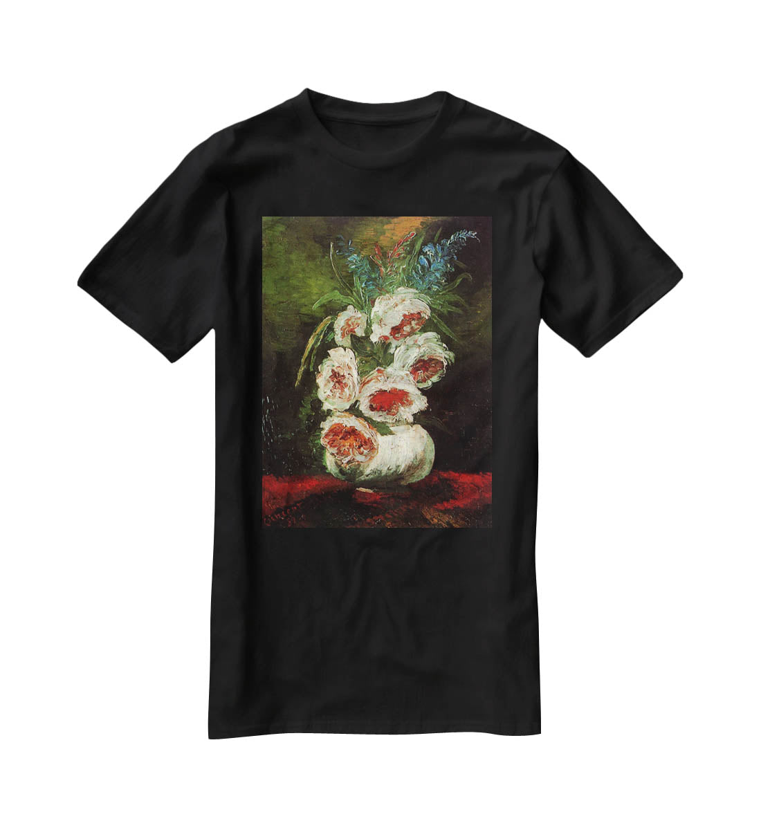 Vase with Peonies by Van Gogh T-Shirt - Canvas Art Rocks - 1