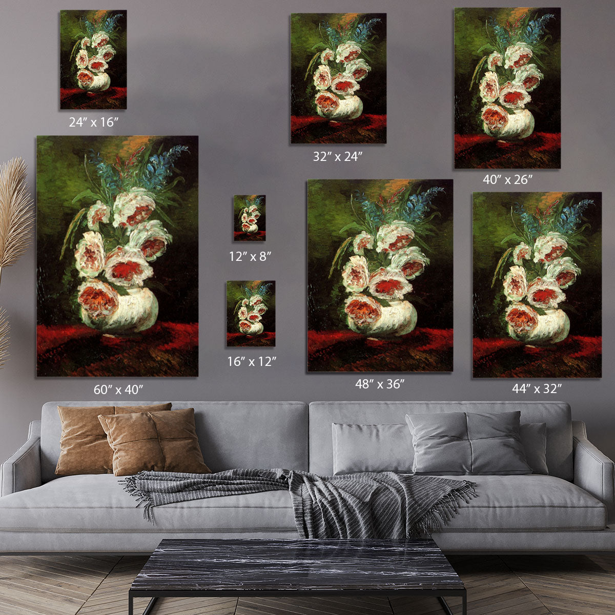 Vase with Peonies by Van Gogh Canvas Print or Poster - Canvas Art Rocks - 7