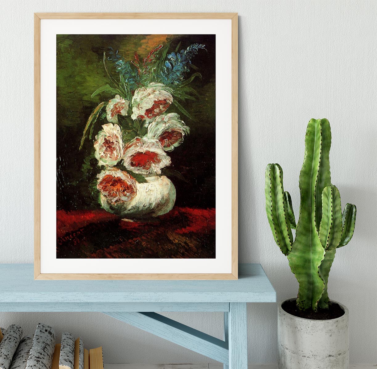 Vase with Peonies by Van Gogh Framed Print - Canvas Art Rocks - 3