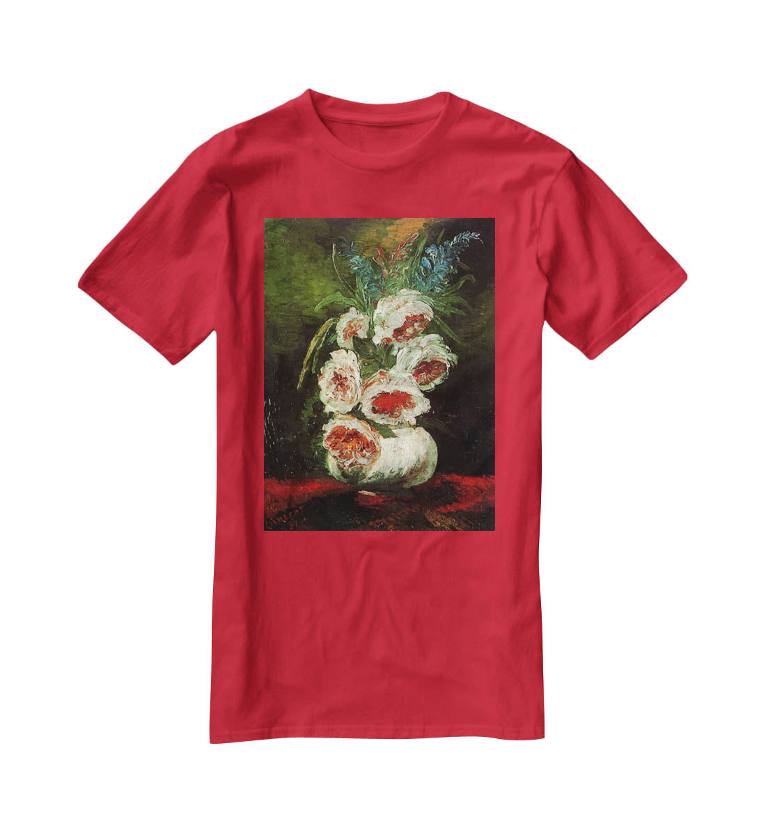 Vase with Peonies by Van Gogh T-Shirt - Canvas Art Rocks - 4