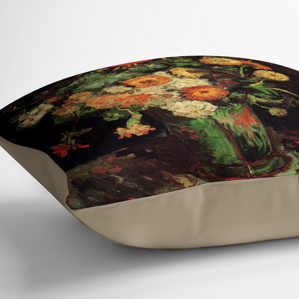 Vase with Zinnias and Geraniums by Van Gogh Cushion