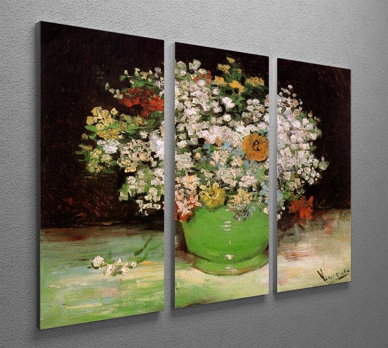 Vase with Zinnias and Other Flowers by Van Gogh 3 Split Panel Canvas Print - Canvas Art Rocks - 4