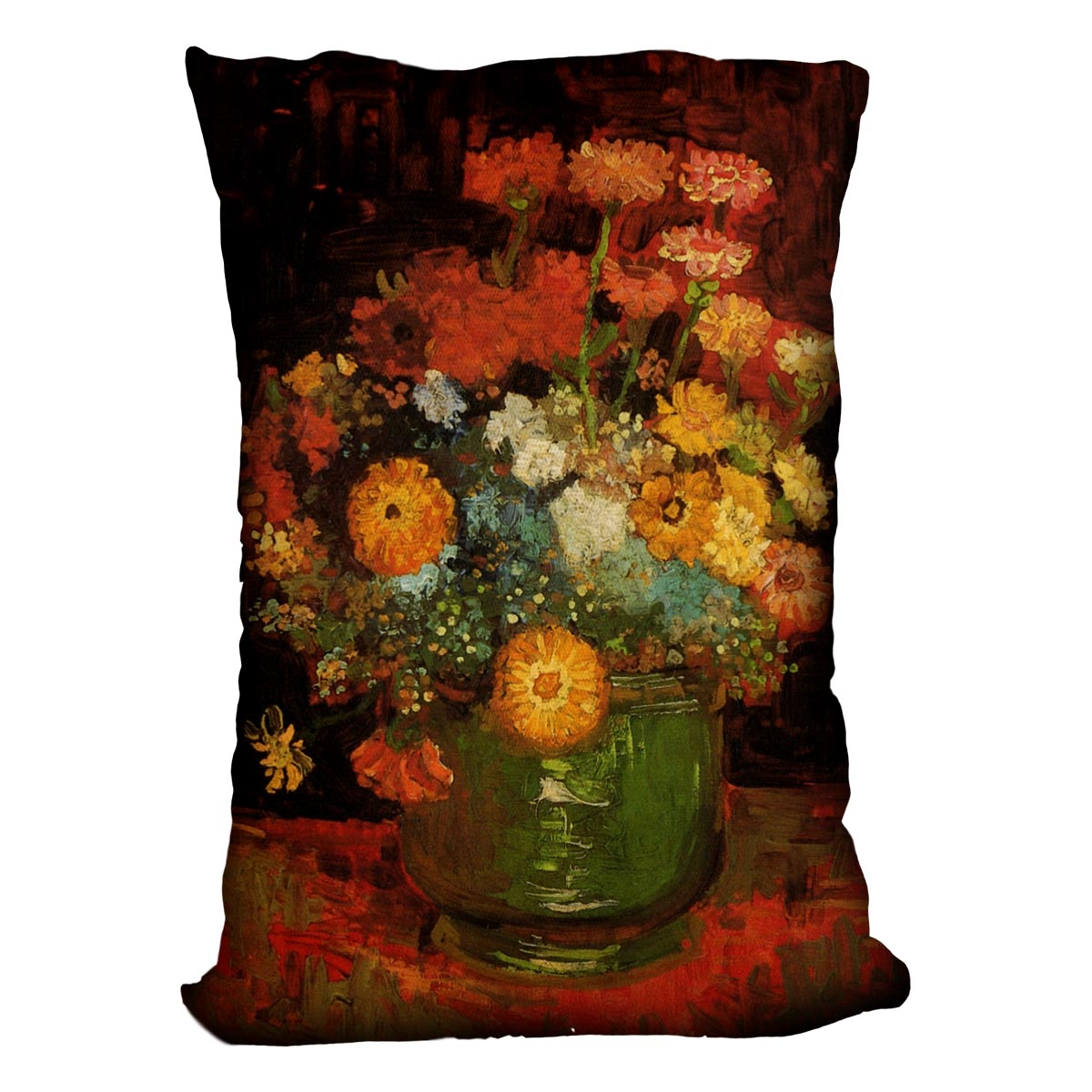 Vase with Zinnias by Van Gogh Cushion