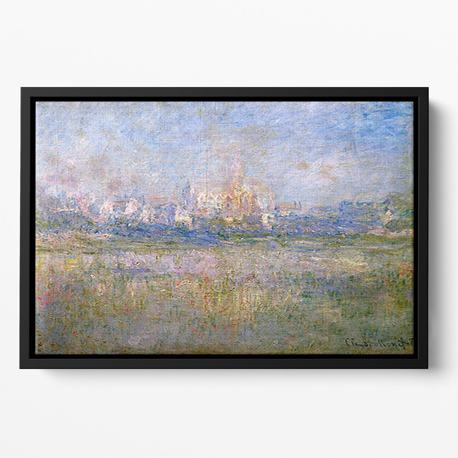 Vctheuil in the fog by Monet Floating Framed Canvas
