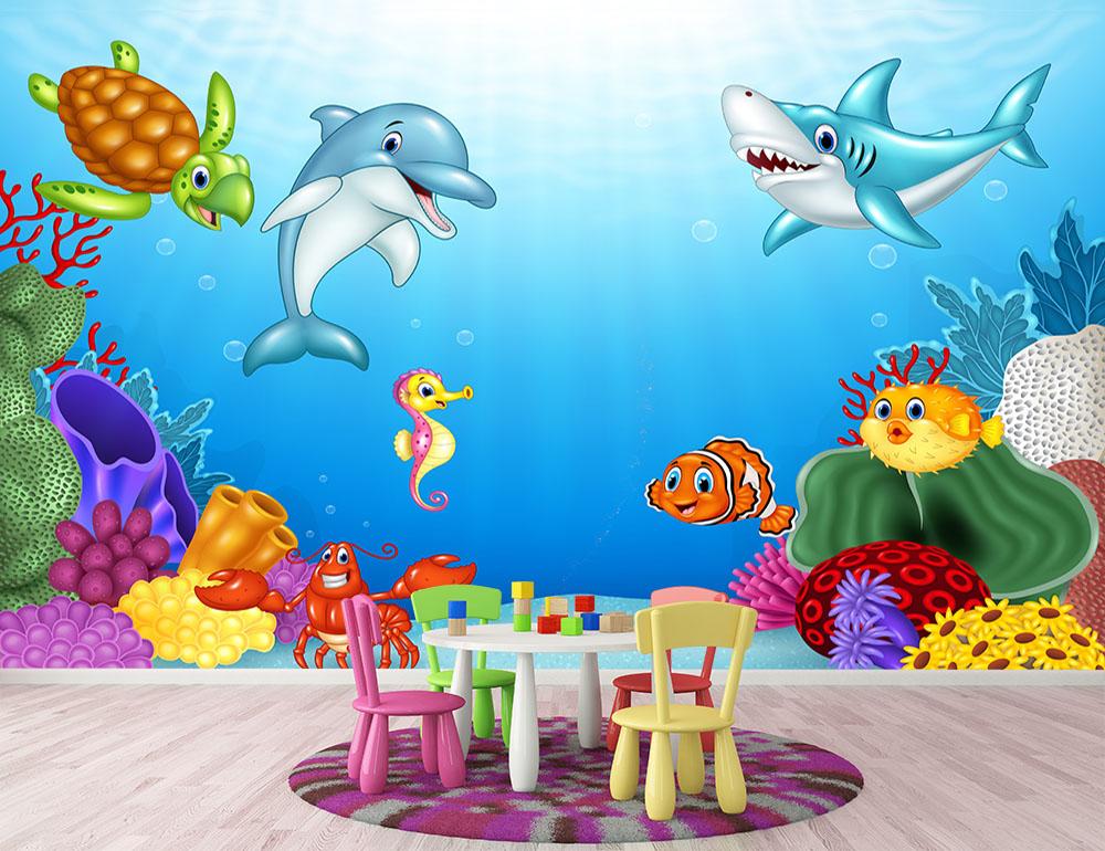Vector illustration of Cartoon tropical fish Wall Mural Wallpaper - Canvas Art Rocks - 2
