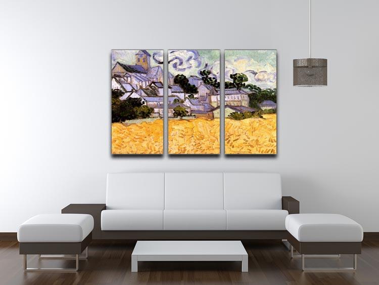 View of Auvers with Church by Van Gogh 3 Split Panel Canvas Print - Canvas Art Rocks - 4