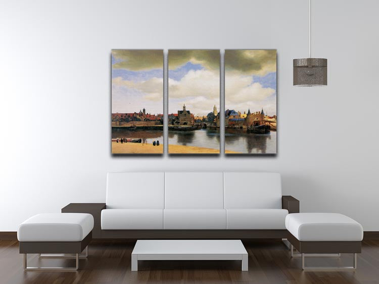 View of Delft by Vermeer 3 Split Panel Canvas Print - Canvas Art Rocks - 3