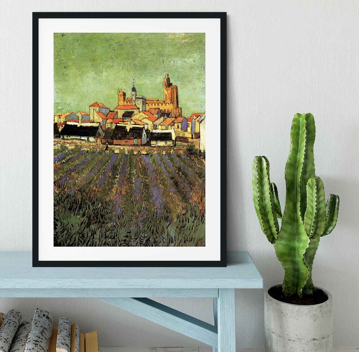 View of Saintes-Maries by Van Gogh Framed Print - Canvas Art Rocks - 1