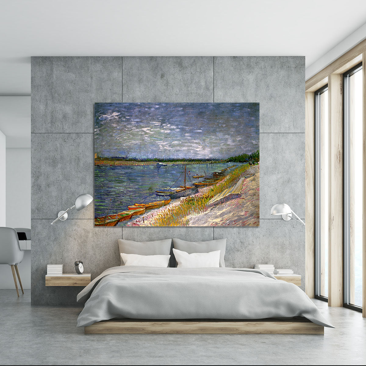 View of a River with Rowing Boats by Van Gogh Canvas Print or Poster - Canvas Art Rocks - 5