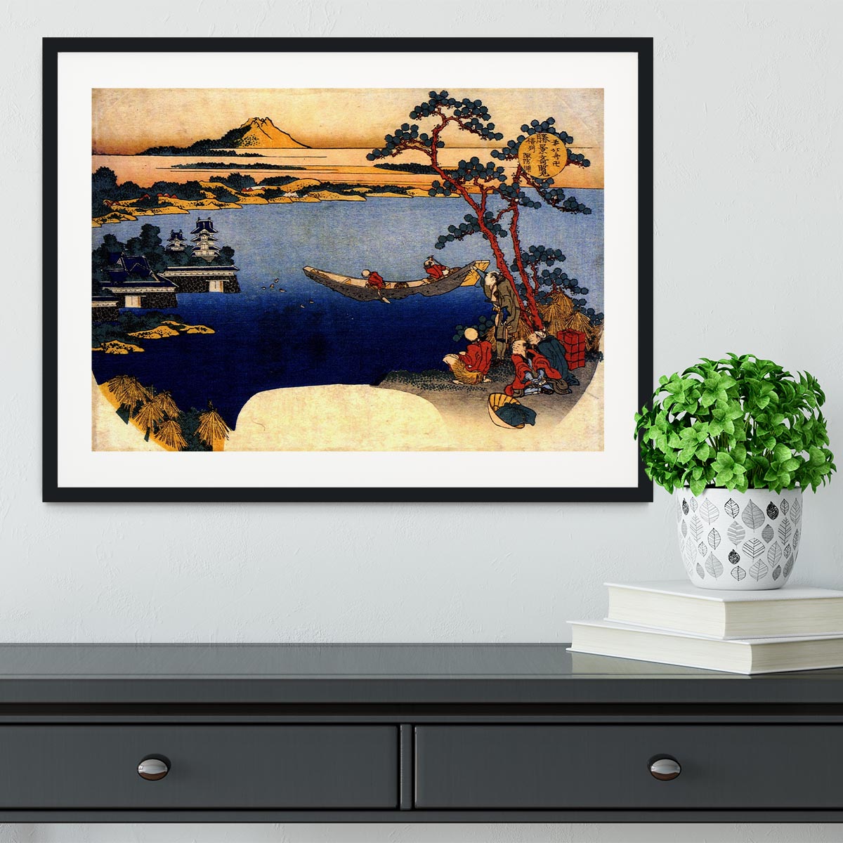 View of lake Suwa by Hokusai Framed Print - Canvas Art Rocks - 1