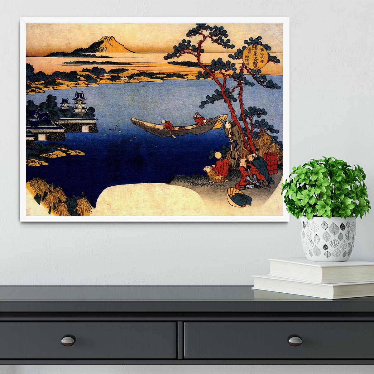 View of lake Suwa by Hokusai Framed Print - Canvas Art Rocks -6